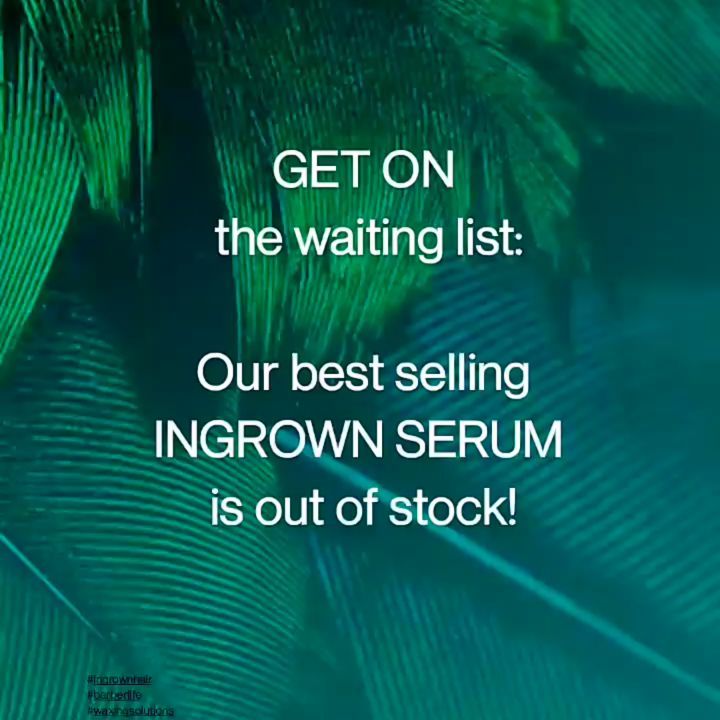 If you missed out -don't worry! Just get on our waiting list and be the first to get it when our VB Skin INGROWN Hair Serum is back in stock.
.
Remember, it hydrates, eliminates ingrown hair and lightens dark spots without the alcohol which is bad for your skin. When looking at products, look at the ingredient list and make sure alcohol is not the top 3 ingredients. Ours is concentrated to give you the gentle but effective #skinsolution you need, safe to use anywhere in your body and face! 
#byeingrownhair #pfb #beardcare #waxing #brazilianwaxing #hardwax #cleanskincare #healthyskin #sandiegowaxing #veteran